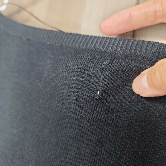 Elle Pearl Accent Black Sweater X-Large Womens 3/4 Sleeve Boatneck Pullover - Picture 7 of 12